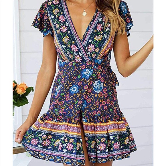 Floral Bohemian Mini Dress - Picture 4 of 6